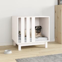 Hundehus hvit 60x45x57 cm heltre furu