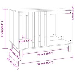 Hundehus hvit 90x60x67 cm heltre furu