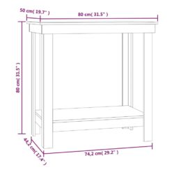 Arbeidsbenk honningbrun 80x50x80 cm heltre furu