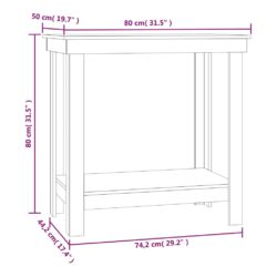 Arbeidsbenk svart 80x50x80 cm heltre furu