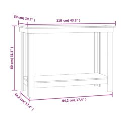 Arbeidsbenk 110x50x80 cm heltre furu