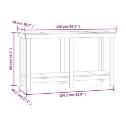 Arbeidsbenk 140x50x80 cm heltre furu