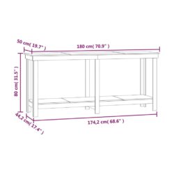 Arbeidsbenk 180x50x80 cm heltre furu