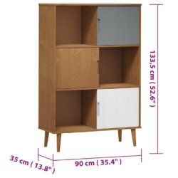 Bokhylle MOLDE brun 90x35x133,5 cm heltre furu