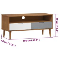 TV-benk MOLDE brun 106x40x49 cm heltre furu