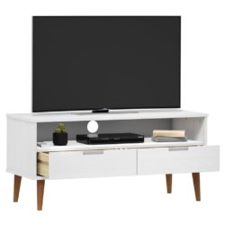 TV-benk MOLDE hvit 106x40x49 cm heltre furu