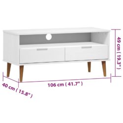 TV-benk MOLDE hvit 106x40x49 cm heltre furu