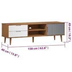 TV-benk MOLDE brun 158x40x49 cm heltre furu