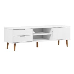 TV-benk MOLDE hvit 158x40x49 cm heltre furu