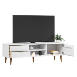 TV-benk MOLDE hvit 158x40x49 cm heltre furu