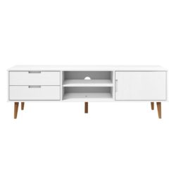 TV-benk MOLDE hvit 158x40x49 cm heltre furu