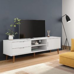 TV-benk MOLDE hvit 158x40x49 cm heltre furu