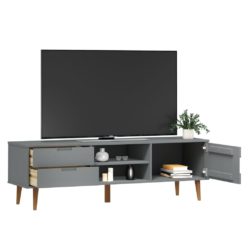 TV-benk MOLDE grå 158x40x49 cm heltre furu