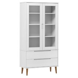 Vitrine MOLDE hvit 90x35x175 cm heltre furu