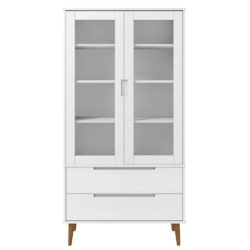 Vitrine MOLDE hvit 90x35x175 cm heltre furu