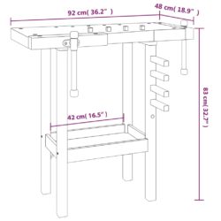 Arbeidsbenk med skrustikker 92x48x83 cm heltre akasie