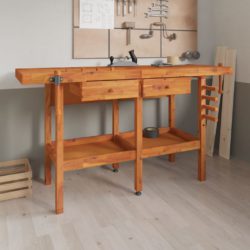 Arbeidsbenk skuffer og skrustikker 162x62x83 cm heltre akasie