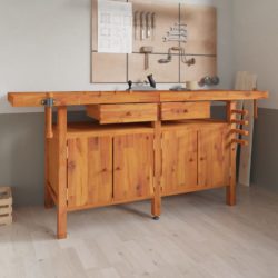 Arbeidsbenk skuffer og skrustikker 192x62x83 cm heltre akasie