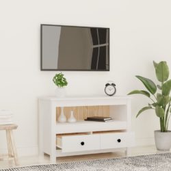 TV-benk hvit 79x35x52 cm heltre furu