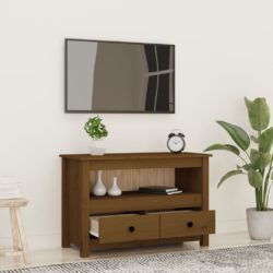 TV-benk honningbrun 79x35x52 cm heltre furu