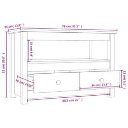 TV-benk svart 79x35x52 cm heltre furu