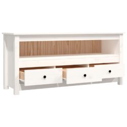 TV-benk hvit 114x35x52 cm heltre furu