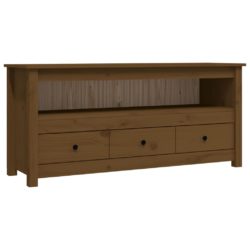 TV-benk honningbrun 114x35x52 cm heltre furu