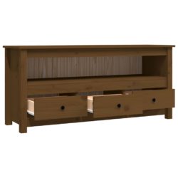 TV-benk honningbrun 114x35x52 cm heltre furu