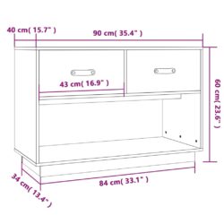 TV-benk hvit 90x40x60 cm heltre furu