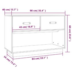 TV-benk grå 90x40x60 cm heltre furu