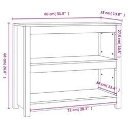 Bokhylle svart 80x35x68 cm heltre furu