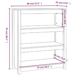 Bokhylle 80x35x97 cm heltre furu