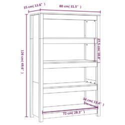 Bokhylle 80x35x126 cm heltre furu