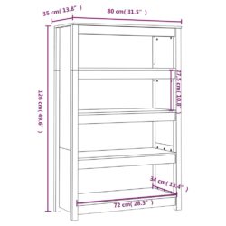 Bokhylle honningbrun 80x35x126 cm heltre furu