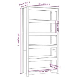 Bokhylle hvit 80x35x154 cm heltre furu