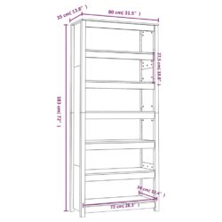 Bokhylle honningbrun 80x35x183 cm heltre furu