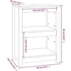 Bokhylle hvit 50x35x68 cm heltre furu