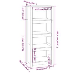 Bokhylle 50x35x125,5 cm heltre furu