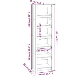 Bokhylle honningbrun 50x35x183 cm heltre furu