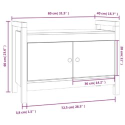 Gangbenk 80x40x60 cm heltre furu