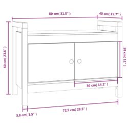 Gangbenk honningbrun 80x40x60 cm heltre furu