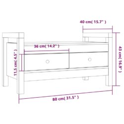 Gangbenk hvit 80x40x43 cm heltre furu