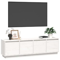 TV-benk hvit 156x37x45 cm heltre furu