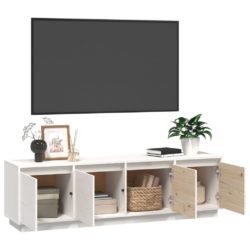 TV-benk hvit 156x37x45 cm heltre furu