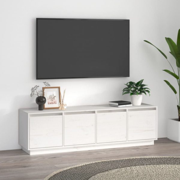 TV-benk hvit 156x37x45 cm heltre furu