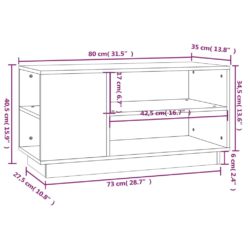 TV-benk hvit 80x35x40,5 cm heltre furu