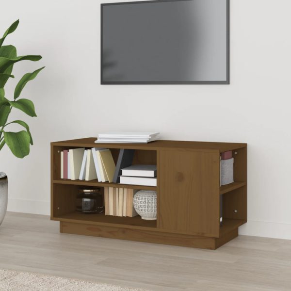 TV-benk honningbrun 80x35x40,5 cm heltre furu