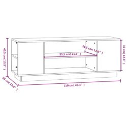 TV-benk hvit 110x35x40,5 cm heltre furu