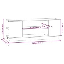 TV-benk grå 110x35x40,5 cm heltre furu