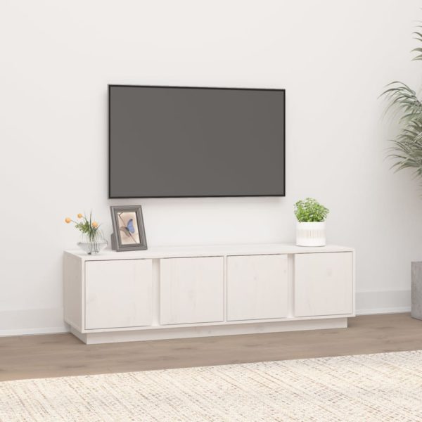 TV-benk hvit 140x40x40 cm heltre furu